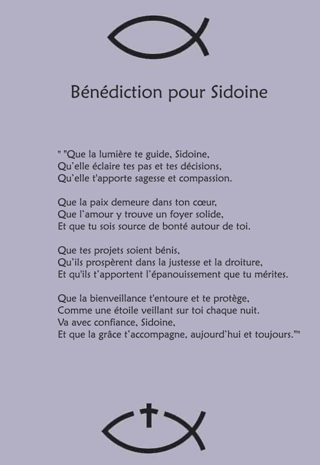 Une bénédiction pour Sidoine