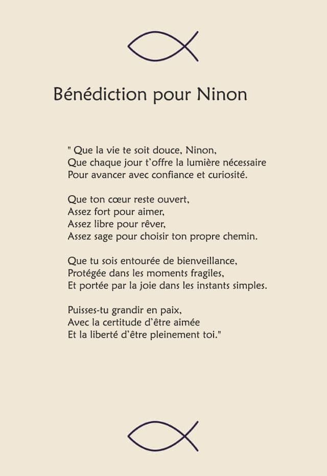 Une bénédiction pour Ninon