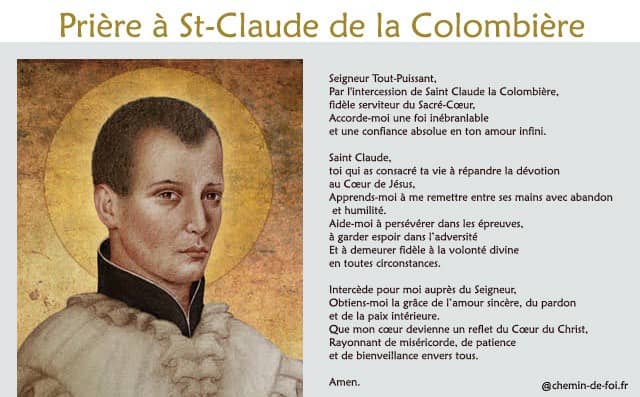 Carte de prière de Saint Claude la Colombière :