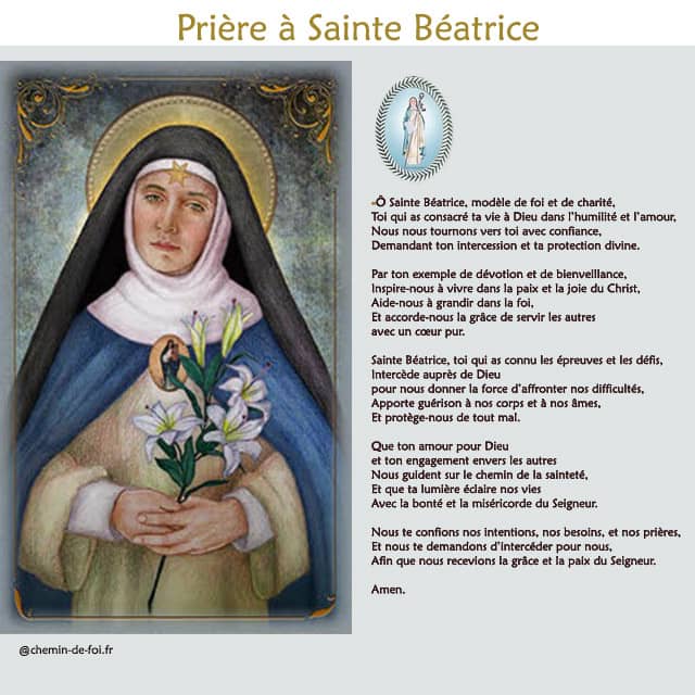 Carte de prière de sainte Béatrice :