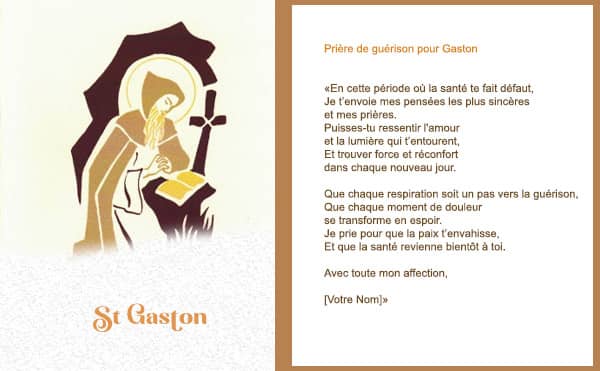 Carte de Prière de Guérison personnalisée pour Gaston :