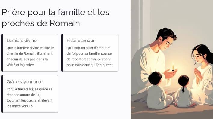 Prière pour la famille et les proches de Romain :