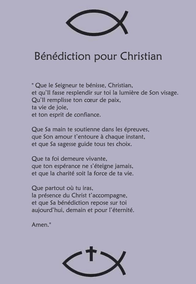 Une bénédiction pour Christian