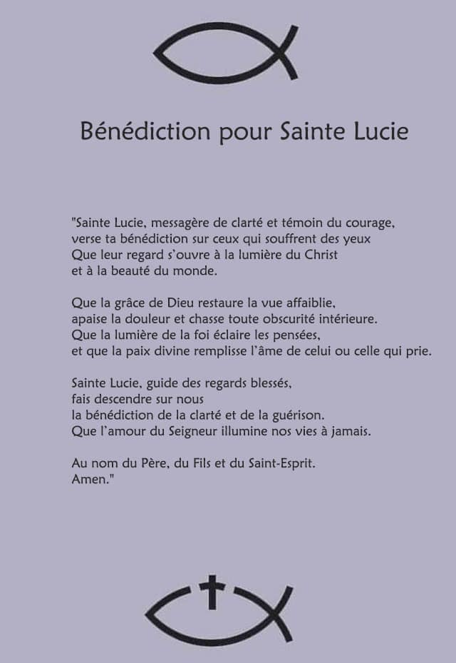 Une bénédiction pour sainte Lucie