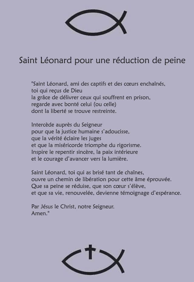Invocation à saint Léonard pour une réduction de peine