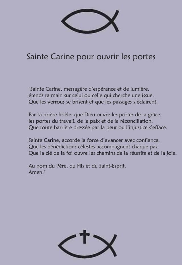 Invocation à sainte Carine pour ouvrir des portes