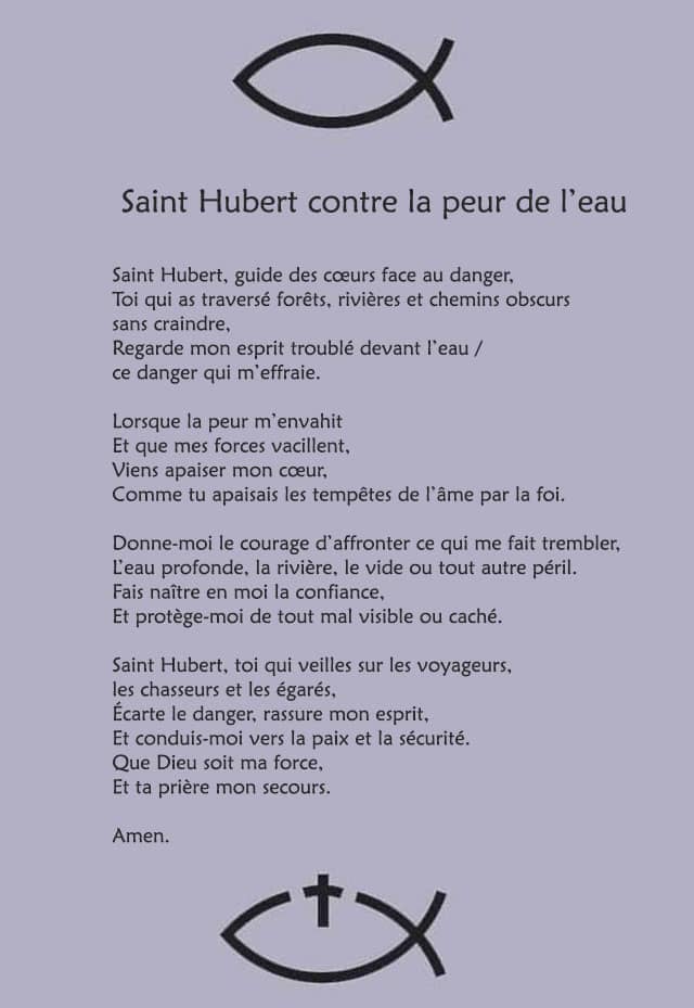 Invocation à saint Hubert contre la peur de l'eau