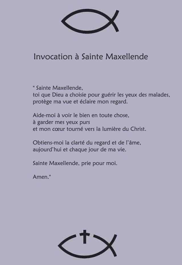 une courte invocation quotidienne à Sainte Maxellende à réciter chaque matin ou soir