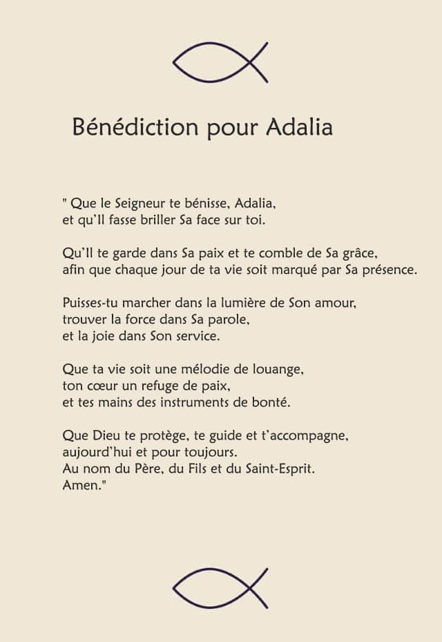Une bénédiction pour Adalia