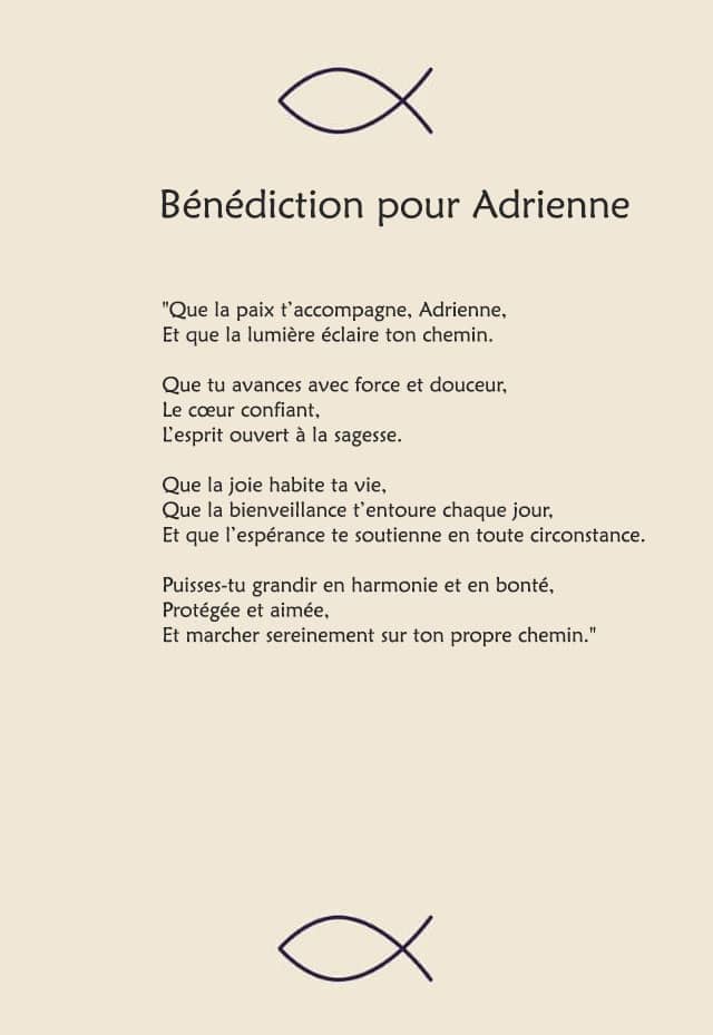 Une bénédiction pour Adrienne