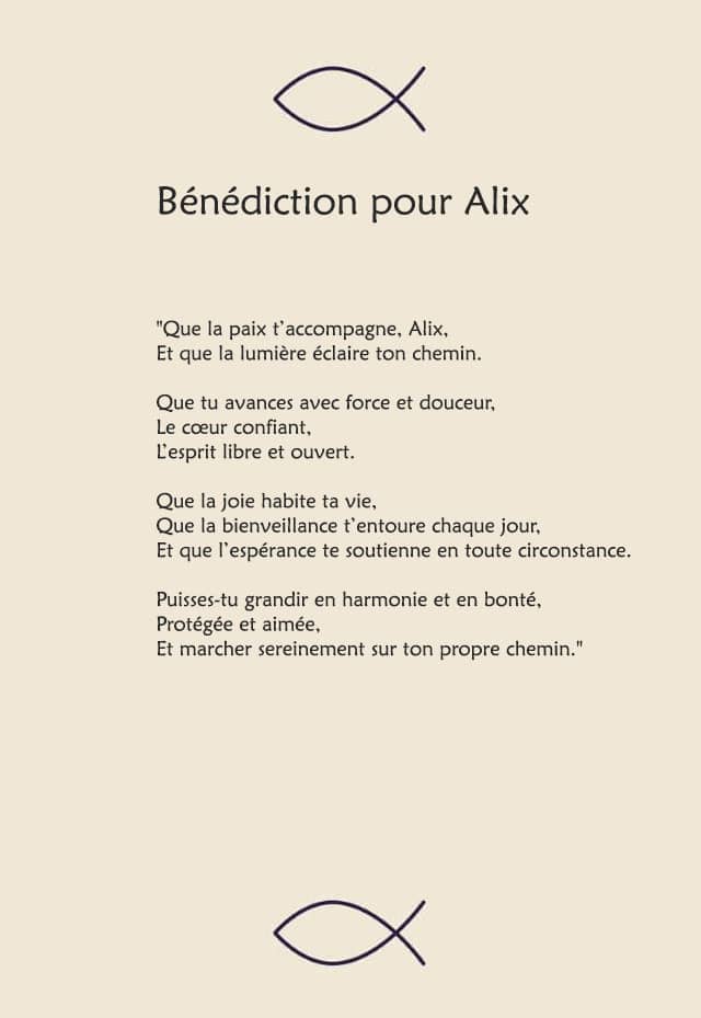 Une bénédiction pour Alix