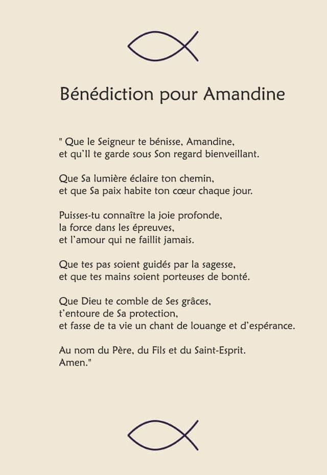 Une bénédiction pour Amandine