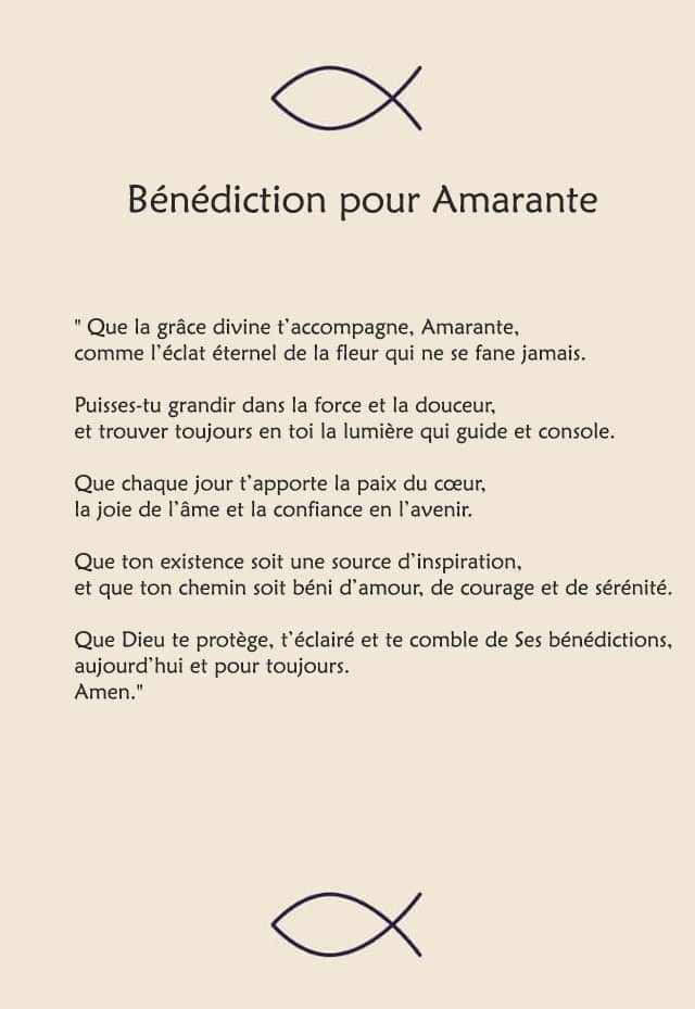 Une bénédiction pour Amarante