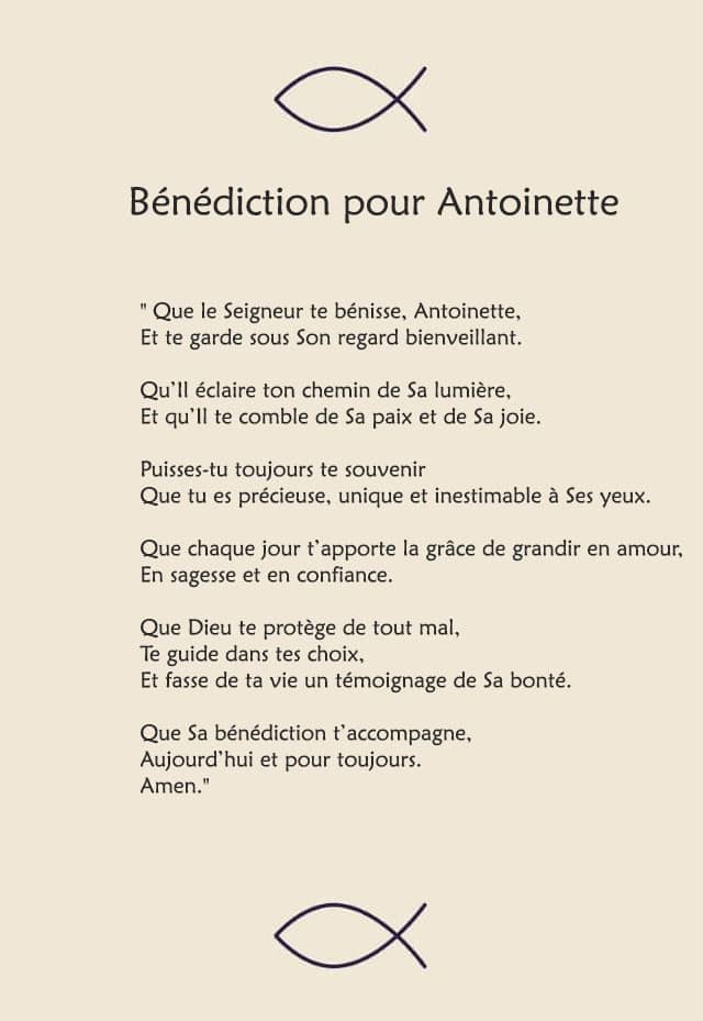 Une bénédiction pour Antoinette