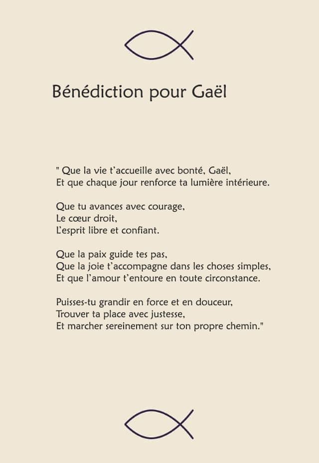 Une bénédiction pour Gaël