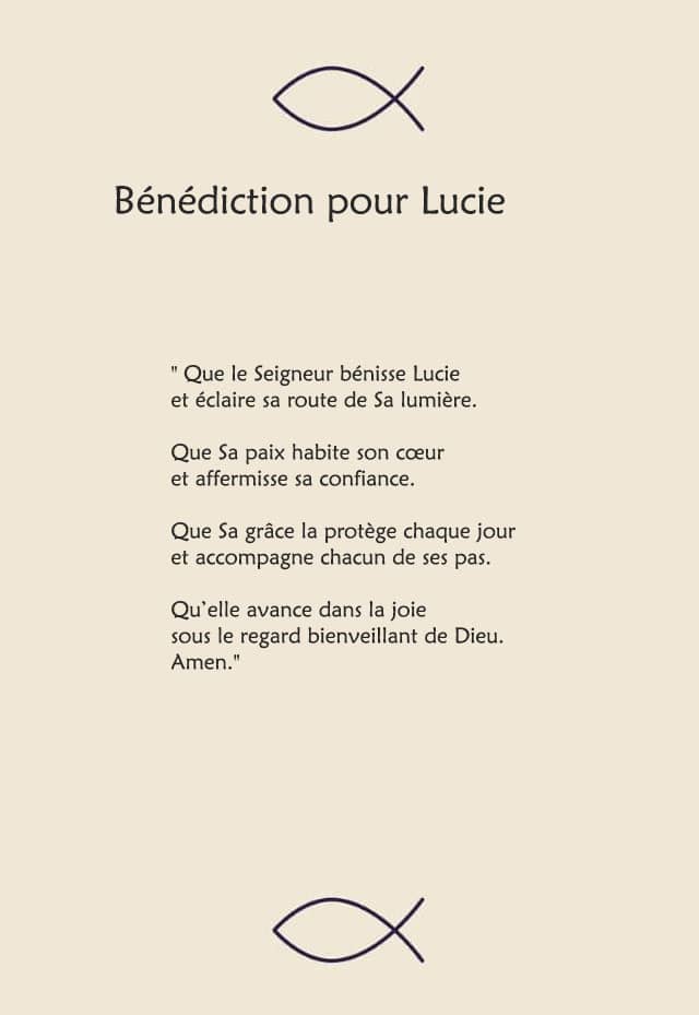 Une bénédiction pour Lucie