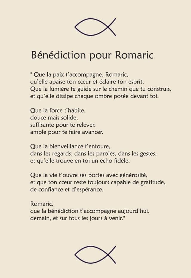 Une bénédiction pour Romaric